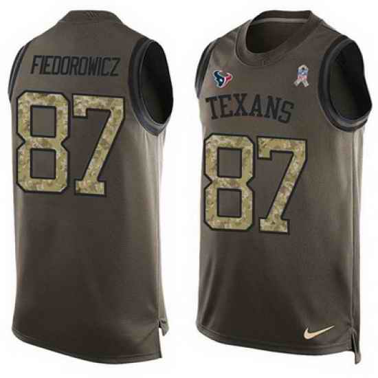 Nike Texans #87 C J  Fiedorowicz Green Mens Stitched NFL Limited Salute To Service Tank Top Jersey
